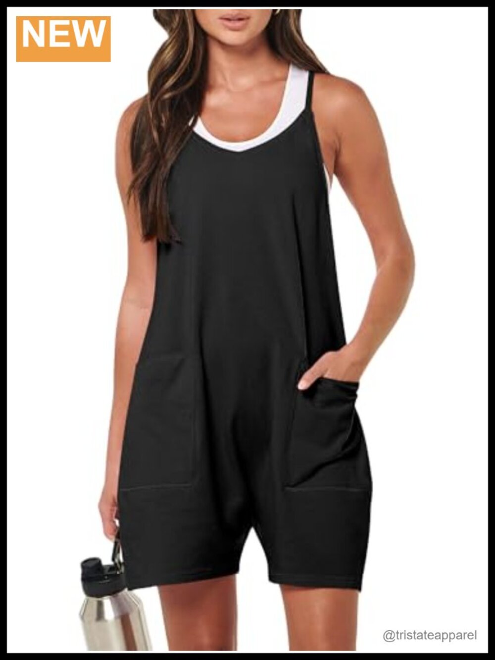 Women's Summer Loose Fit Romper Adjustable Spaghetti Strap Sleeveless Shorts